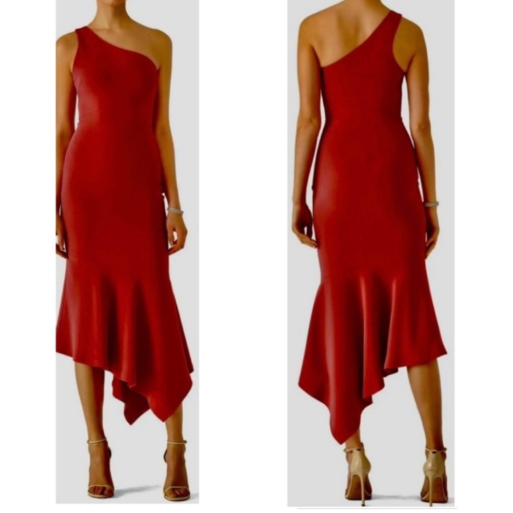 New Cinq a Sept Red Asymmetrical One Shoulder Dress